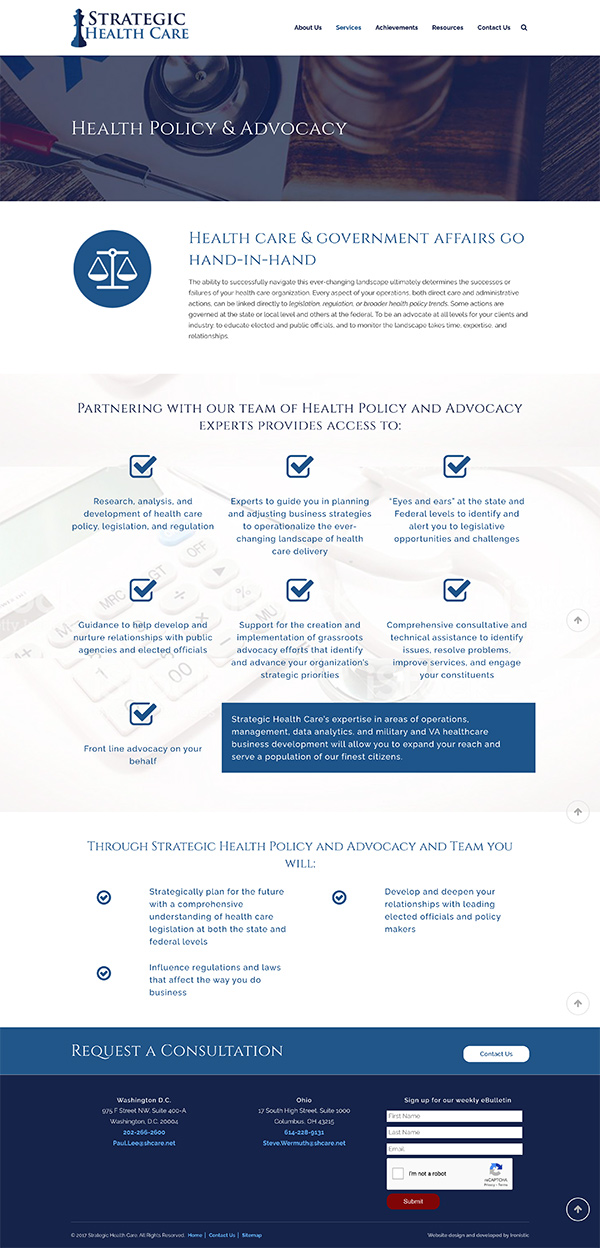 Strategic Health Care website