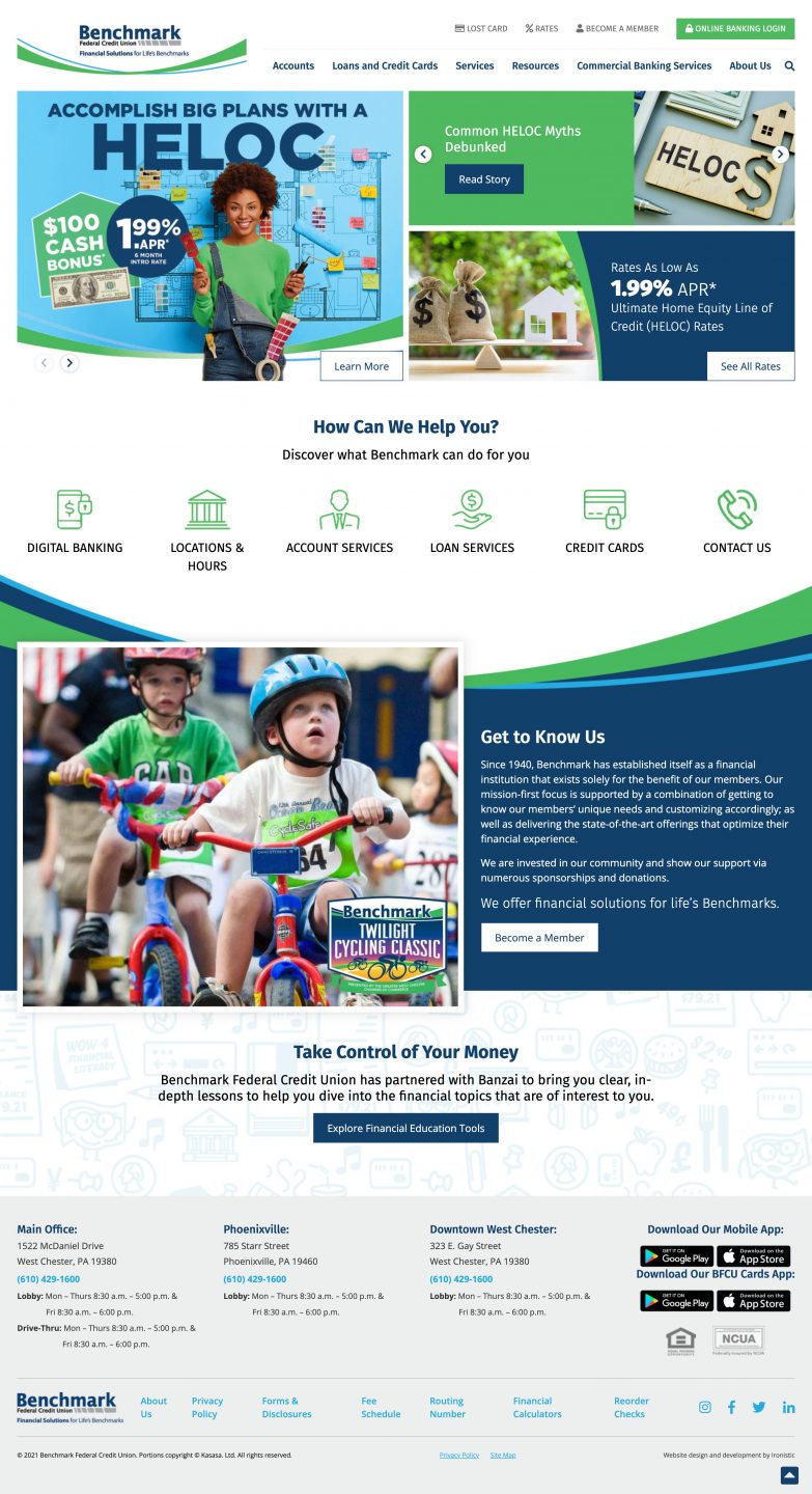 Benchmark Federal Credit Union website