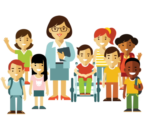 Students and teacher class photo