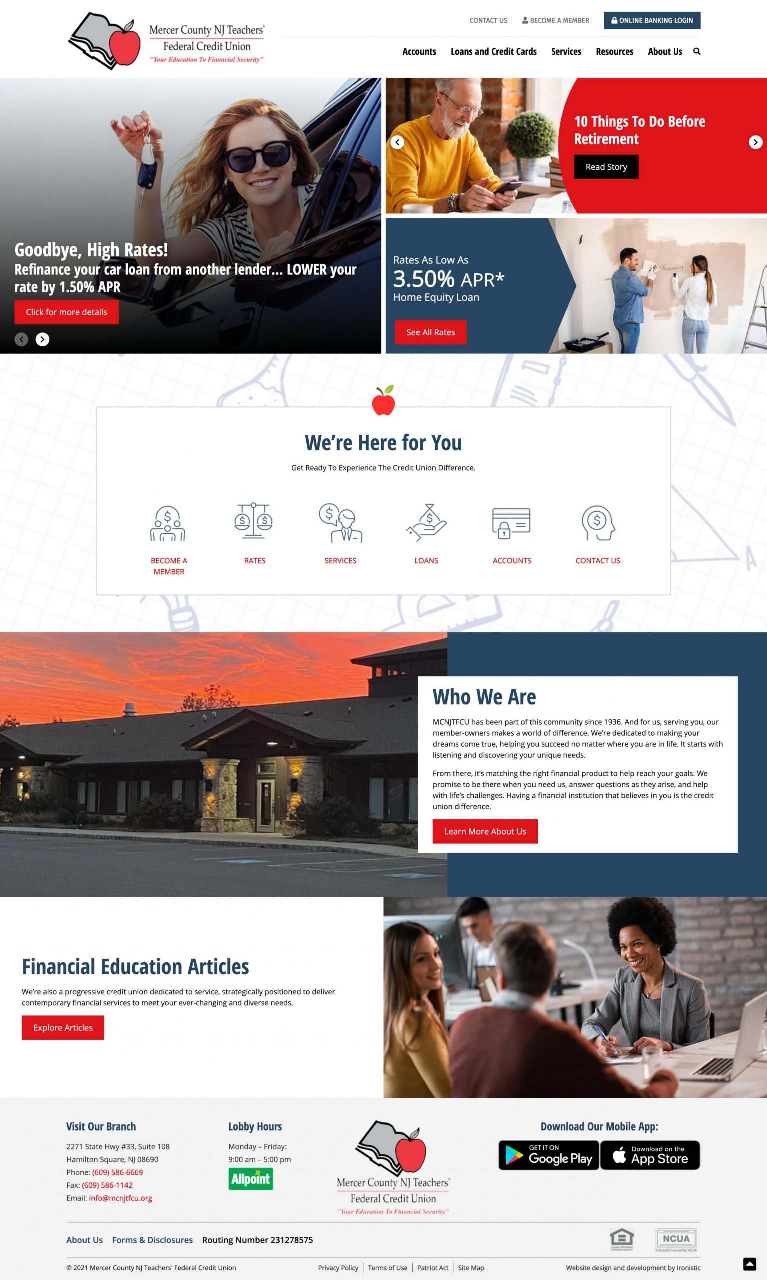 Mercer County NJ Teachers Federal Credit Union website
