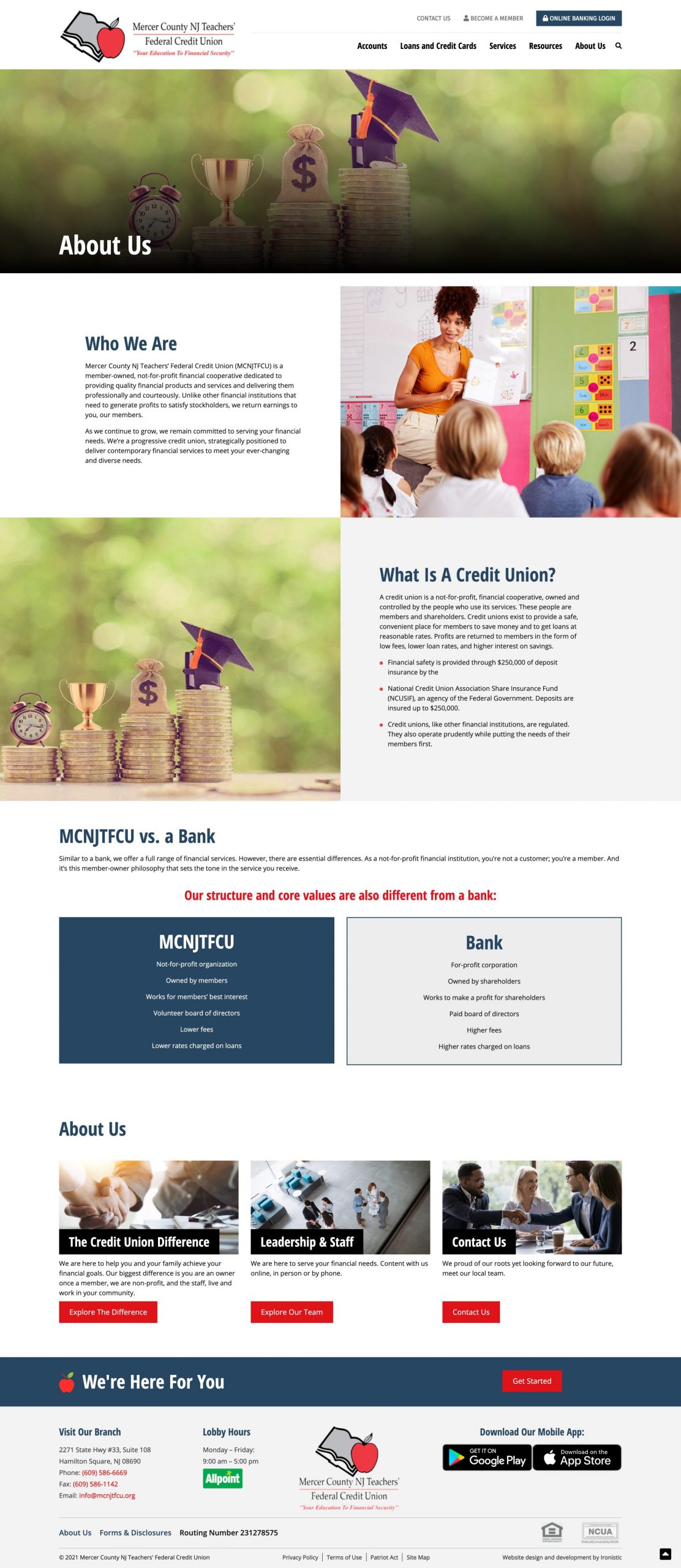 Mercer County NJ Teachers Federal Credit Union website
