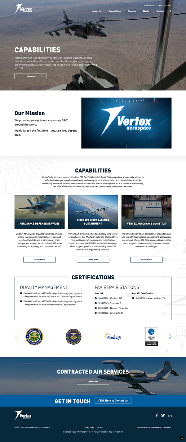 Vertex Aerospace website
