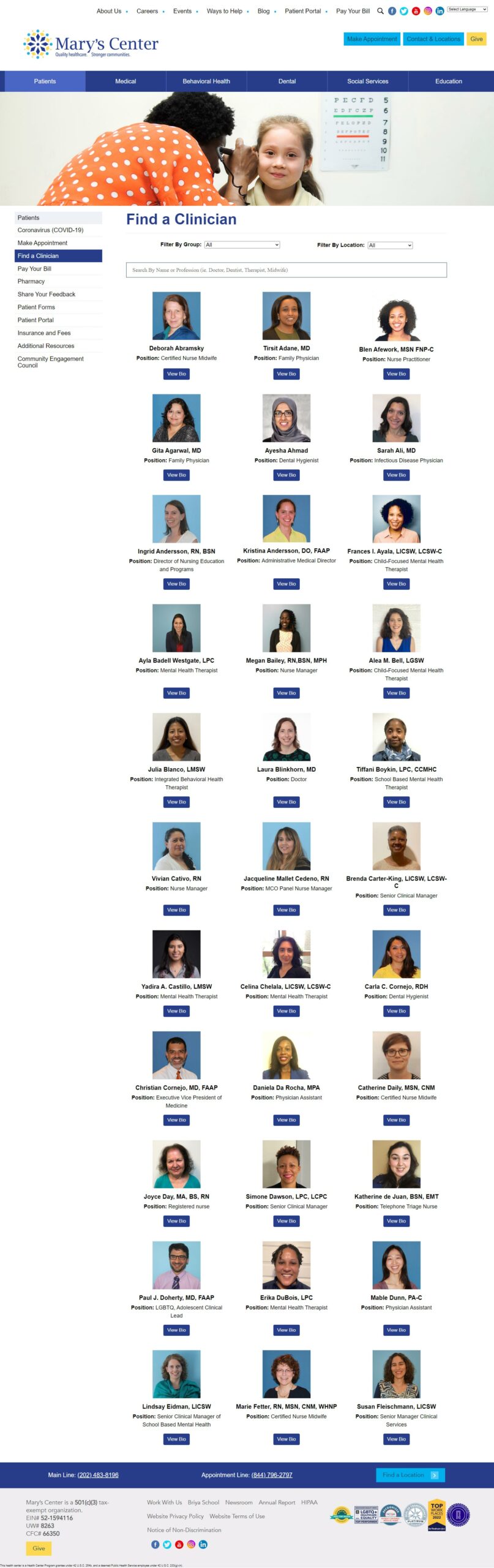 Mary's Center Website