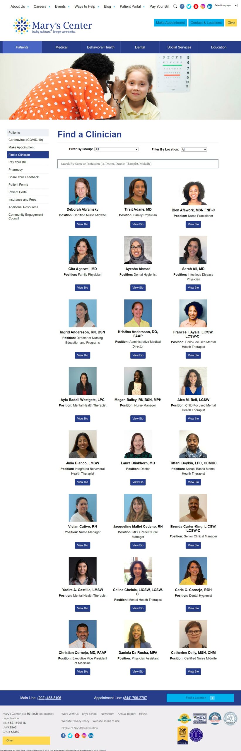 Mary's Center Website