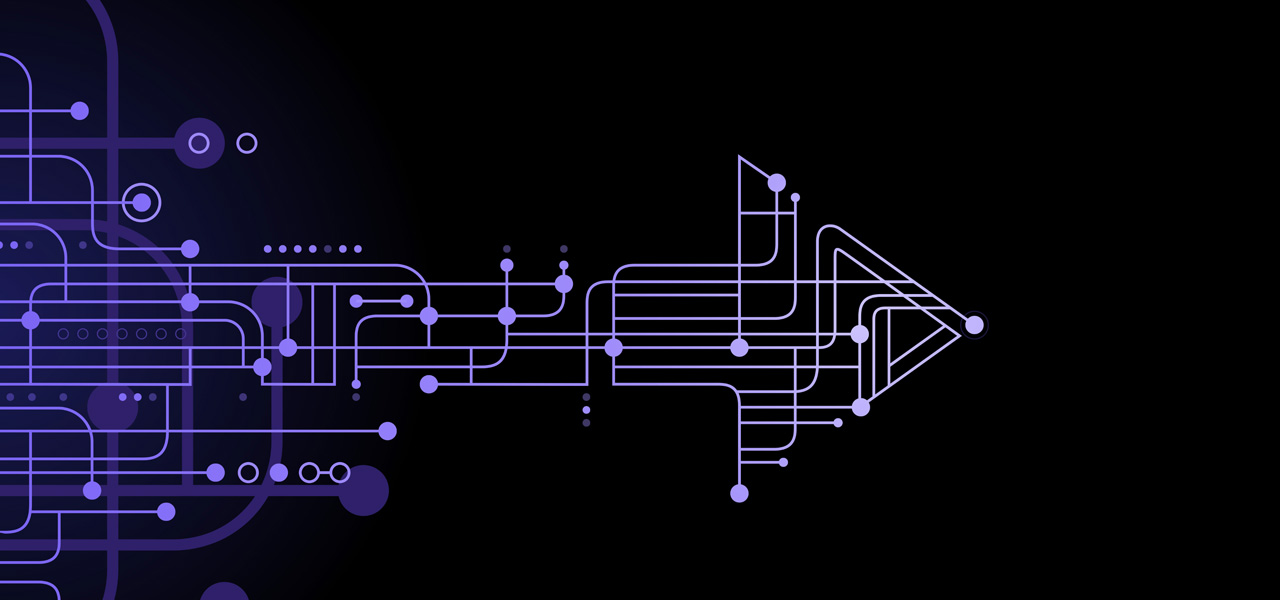 Abstract digital circuit board representing marketing technology