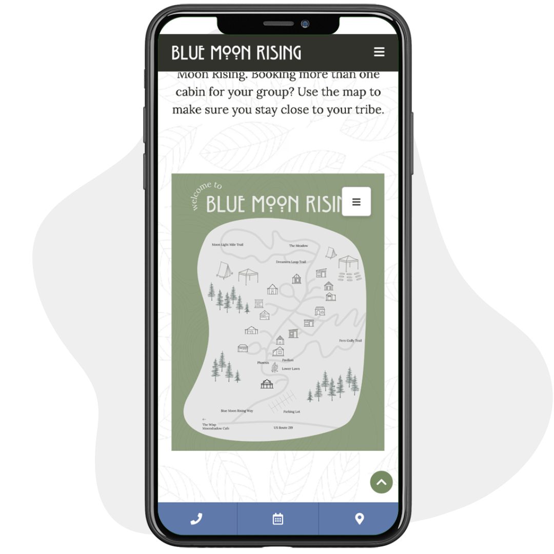 An image of blue mood rising - ironistic's website on a mobile device. 