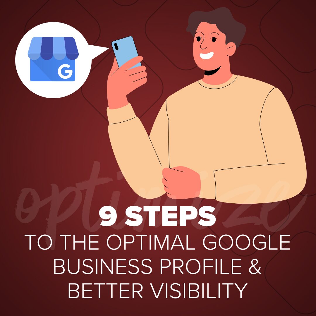 Blog graphic titled 9 Steps to the Optimal Google Business Profile and Better Visibility