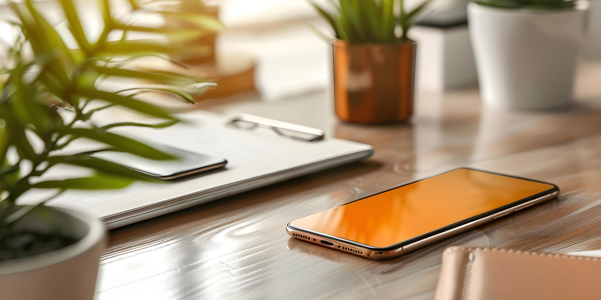 Smartphone on a desk, representing mobile app development