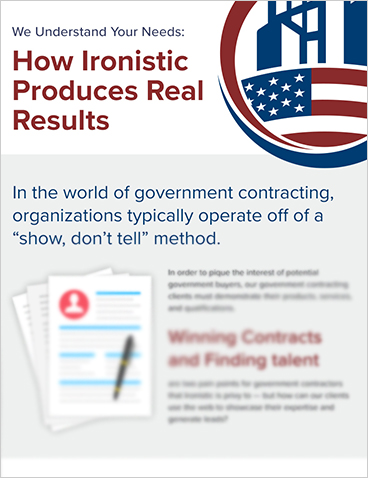 Ironistic infographic on producing real results for government contractors - ironistic