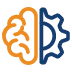 Answer engine optimization icon with a brain and gear