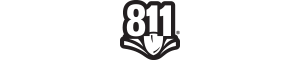 Official 811 'Call Before You Dig' logo featuring the number 811 with a shield/arc motif, representing utility line protection.